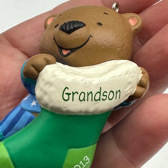 Hallmark Keepsake Ornament Grandson 2013 Bear Stocking Christmas Holiday - Picture 5 of 9